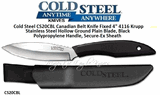 Cold Steel CS20CBL Canadian Belt Knife Fixed 4" 4116 Krupp Stainless Steel Hollow Ground Plain Blade, Black Polypropylene Handle, Cordura Sheath