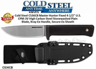Cold Steel CS36CB Master Hunter Fixed 9-1/4" Overall 4-1/2" U.S. CPM-3V High Carbon Steel Stonewashed Plain Blade, Kray-Ex Handle, Secure-Ex Sheath