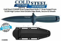 Cold Steel CS36MB Drop Forged Boot Knife 5" Drop Forged From 52100 High Carbon Steel Double Edge Plain Blade, Secure-Ex Sheath