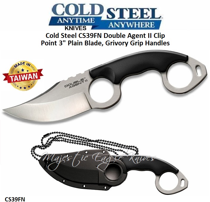 Cold Steel CS39FN Double Agent II Grivory Grip Handle 3" Clip Point