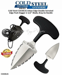 Cold Steel CS43XLSS Urban Edge Double Serrated Edge Push Dagger 2-1/2" Japanese Aus 8A  Blade, Kray-Ex Handle