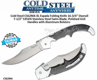 Cold Steel CS62MA XL Espada Folding Knife 16-3/4" Overall 7-1/2" S35VN Stainless Steel Satin Blade, Polished G10 Handles with Aluminum Bolsters