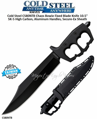 Cold Steel CS80NTB Chaos Bowie Fixed Blade Knife 10.5" SK-5 High Carbon, Aluminum Handles, Secure-Ex Sheath