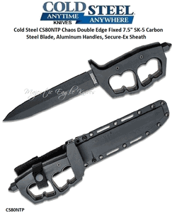 Cold Steel CS80NTP Chaos Double Edge Fixed 7-1/2" SK-5 Carbon Steel Blade, Aluminum Handles, 13-1/2" Overall Secure-Ex Sheath $57.00 list price