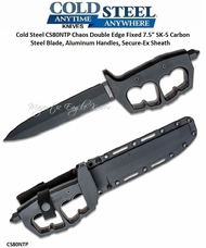 Cold Steel CS80NTP Chaos Double Edge Fixed 7-1/2" SK-5 Carbon Steel Blade, Aluminum Handles, 13-1/2" Overall Secure-Ex Sheath $57.00 list price