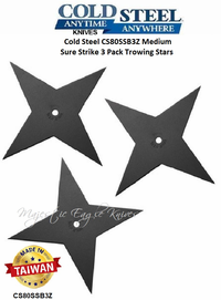 Cold Steel CS80SSB3Z High Carbon Steel Medium Sure Strike 3 Pack 5 3/4" Diameter Throwing Stars