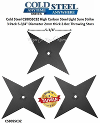 Cold Steel CS80SSC3Z High Carbon Steel Light Sure Strike 3 Pack 5-3/4" Diameter 2mm thick 2.8oz Throwing Stars