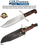 Cold Steel CS81B Wild West Bowie Fixed Blade Knife 10.75" 1090 High Carbon, Rosewood Handles, Black Leather Sheath