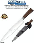Cold Steel CS88CLR1 Facon Fixed Blade Knife 12" 1090 Carbon Steel, Malaysian Sal Wood Handle, Black Leather Scabbard with Steel Fittings
