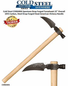 Cold Steel CS90AWA Spontoon Drop Forged Tomahawk 22" Overall 1055 Carbon, Steel Drop-Forged Head American Hickory Handle