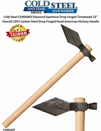 Cold Steel CS90AWD Diamond Spontoon Drop Forged Tomahawk 22" Overall 1055 Carbon, Steel Drop-Forged Head American Hickory Handle