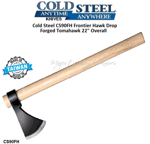 Cold Steel CS90FH Frontier Hawk Tomahawk Drop Forged 1055 Carbon Steel Head 22" Overall  American Hickory Handle