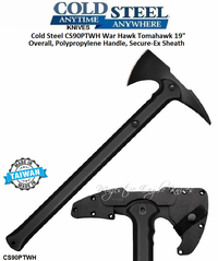Cold Steel CS90PTWH War Hawk Tomahawk Drop Forged 1055 Carbon Steel 19" Overall, Polypropylene Handle, Durable Secure-Ex Sheath