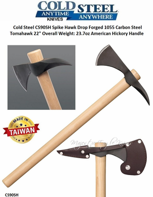 Cold Steel CS90SH Spike Hawk Drop Forged 1055 Carbon Steel Tomahawk 22" Overall Weight: 23.7oz American Hickory Handle