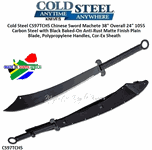 Cold Steel CS97TCHS Chinese Sword Machete 38" Overall 24" 1055 Carbon Steel w/Black Baked-On Anti-Rust Matte Finish Plain Blade, Polypropylene Handles, Cor-Ex Sheath