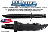 Cold Steel CSFXFLTHRNK Lynn Thompson Leatherneck Bowie 15-1/4" Overall 10-1/2" Blade German D2 Steel W/Blood Groove & Stone Finish 5-3/4" Long OD Green Handle Secure-EX� Sheath SERIALIZED 