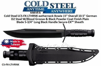 Cold Steel CSFXFLTHRNK Lynn Thompson Leatherneck Bowie 15-1/4" Overall 10-1/2" Blade German D2 Steel W/Blood Groove & Stone Finish 5-3/4" Long OD Green Handle Secure-EX� Sheath SERIALIZED 