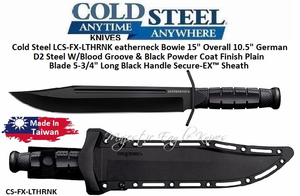 Cold Steel CSFXFLTHRNK Lynn Thompson Leatherneck Bowie 15-1/4" Overall 10-1/2" Blade German D2 Steel W/Blood Groove & Stone Finish 5-3/4" Long OD Green Handle Secure-EX� Sheath SERIALIZED 