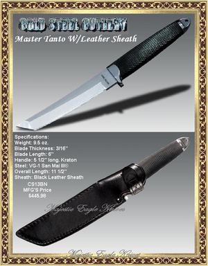Cold Steel Cutlery Presents CS13BN Master Tanto Knife & Black Leather Sheath