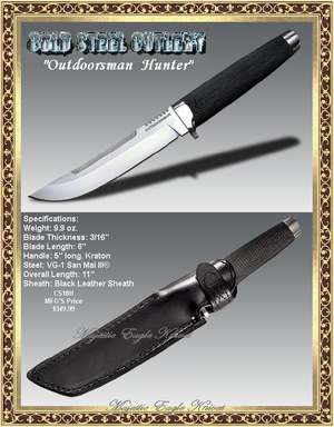 Cold Steel Cutlery Presents CS18H Outdoorsman Knife With a Heavy Black Leather Sheath