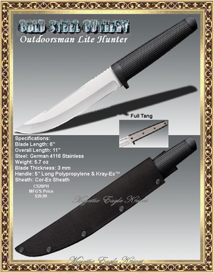 Cold Steel Cutlery Presents CS20PH Outdoorsman Knife W/Pouch-Style Cor-Ex Sheath