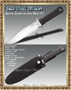 Cold Steel Cutlery Presents CS37S The Recon Scout in San Mai III Knife & Sheath