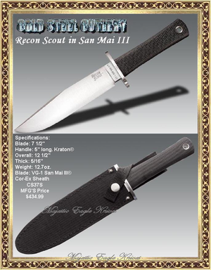 Cold Steel Cutlery Presents CS37S The Recon Scout in San Mai III Knife & Sheath