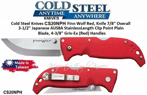 Cold Steel Knives CS20NPH Finn Wolf Folding Knife 3-1/2" Japanese AUS-8 Stainless Steel Plain Blade, Red Griv-Ex Handles Cold Steel Knives CS20NPH Finn Wolf Folding Knife 3-1/2" Japanese AUS-8 Stainless Steel Plain Blade, Red Griv-Ex Handles