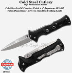 Cold Steel Knives CS10AC Cold Steel 10AC Counter Point 2 3" Japanese AUS-8A Satin Plain Blade, Griv-Ex Handled Folding Knife 