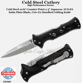 Cold Steel Knives CS10AC Cold Steel 10AC Counter Point 2 3" Japanese AUS-8A Satin Plain Blade, Griv-Ex Handled Folding Knife Cold Steel Knives CS10AC Cold Steel 10AC Counter Point 2 3" Japanese AUS-8A Satin Plain Blade, Griv-Ex Handled Folding Knife
