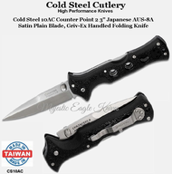 Cold Steel Knives CS10AC Cold Steel 10AC Counter Point 2 3" Japanese AUS-8A Satin Plain Blade, Griv-Ex Handled Folding Knife 