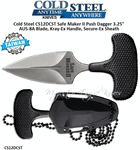 Cold Steel Knives CS12DCST Safe Maker II Knife 3-1/4" AUS 8A Double Edge Push Dagger Kray-Ex T Handle Secure-Ex boot/belt sheath is included