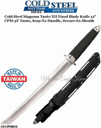 Cold Steel Knives CS13PMBXII Cold Steel Magnum Tanto XII Fixed Blade Knife 12" CPM S30V Stainless Steel Tanto, Kray-Ex Handle, Secure-Ex Sheath