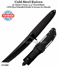 Cold Steel Knives CS13QBN 3V Master Tanto 11.5" Fixed Plain Blade CPM Steel Handled Knife & Secure-Ex Sheath