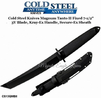 Cold Steel Knives CS13QMBII Magnum Tanto II Fixed 7-1/2" 3V Blade, Kray-Ex Handled Knife & Secure-Ex Sheath