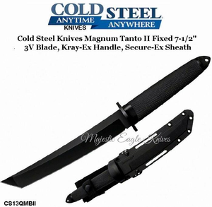 Cold Steel Knives CS13QMBII Magnum Tanto II Fixed 7-1/2" 3V Blade, Kray-Ex Handled Knife & Secure-Ex Sheath Cold Steel Knives CS13QMBII Magnum Tanto II Fixed 7-1/2" 3V Blade, Kray-Ex Handled Knife & Secure-Ex Sheath