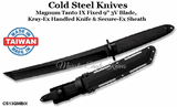 Cold Steel Knives CS13QMBIX Magnum Tanto IX Fixed 9" 3V Blade, Kray-Ex Handld Knife & Secure-Ex Sheath