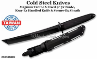 Cold Steel Knives CS13QMBIX Magnum Tanto IX Fixed 9" 3V Blade, Kray-Ex Handld Knife & Secure-Ex Sheath
