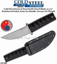 Cold Steel Knives CS17DB Cold Steel Kyoto II Boot Knife Fixed Blade 3-1/4" Reinforced Point, Kray-Ex Handle, Secure-Ex Sheath