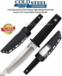 Cold Steel Knives CS17T Kobun Light Weight Boot Knife Fixed 5-1/2" Tanto Blade, Kraton Handle