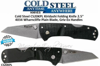 Cold Steel Knives CS20KPL Kiridashi Folding Knife 2-1/2" 4034 Stainless Steel Wharncliffe Plain Blade, Griv-Ex Handles