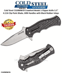 Cold Steel Knives CS20MWCB Crawford Model 1 Flipper Knife 3.5" 4.116 Clip Point Plain Blade, GRN Handles with Black Rubber Inlays