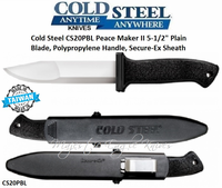 Cold Steel Knives CS20PBL Peace Maker II 5-1/2" 4116 Stainless Steel Plain Blade, 4 3/4" Long High Impact Polypropylene Handle, Secure-Ex Sheath
