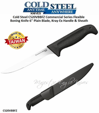 Cold Steel Knives CS20VBBFZ Commercial Series Flexible Boning Knife 6" Plain Blade, Kray-Ex Handle   
