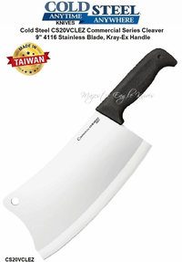 Cold Steel Knives CS20VCLEZ Commercial Series Cleaver 9" German 4116 Stainless Steel, Cryo Quenched Blade, Kray-Ex Handle