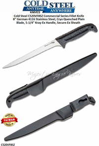 Cold Steel Knives CS20VF8SZ Commercial Series Fillet Knife 8" German 4116 Stainless Steel, Cryo Quenched Plain Blade, Kray-Ex Handle