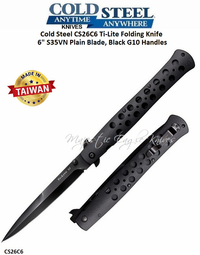 Cold Steel Knives CS26C6 Ti-Lite Folding Knife 6" S35VN Plain Blade, Black G10 Handles