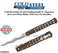 Cold Steel Knives CS26SXK6 Cold Steel Kris Ti-Lite Folding Knife 6" Japanese AUS-10A Plain Blade, FDE Griv-Ex Handles 