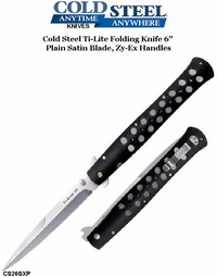 Cold Steel Knives CS26SXP Ti-Lite Folding Knife 6" Plain Satin Blade, Zy-Ex Handles