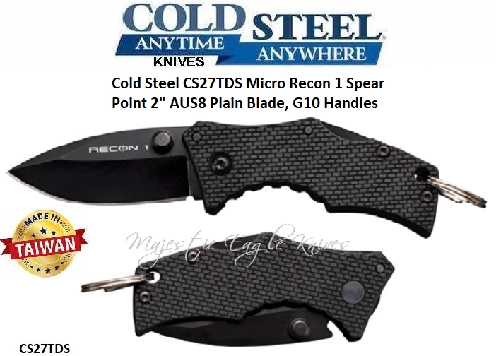 Cold Steel Knives CS27TDS Micro Recon 1 Spear Point 2" Japanese AUS 8A